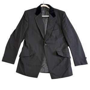 Vintage Lord West Tuxedo Jacket Mens 42 Short Black Velvet Collar Formal USA